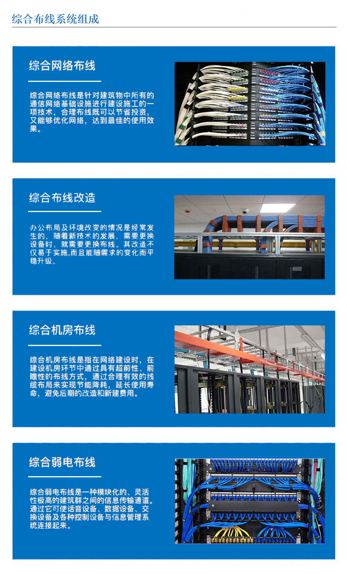 3科技园,工业园,商业园,产业园,农业园,物流园等园区综合布线，囊括园区网络布线，综合布线改造，机房布线,弱电布线等，布线是整个系统的基础和关键环节，其质量直接影响系统的稳定性、可靠性和可扩展性。